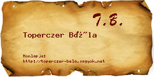 Toperczer Béla névjegykártya